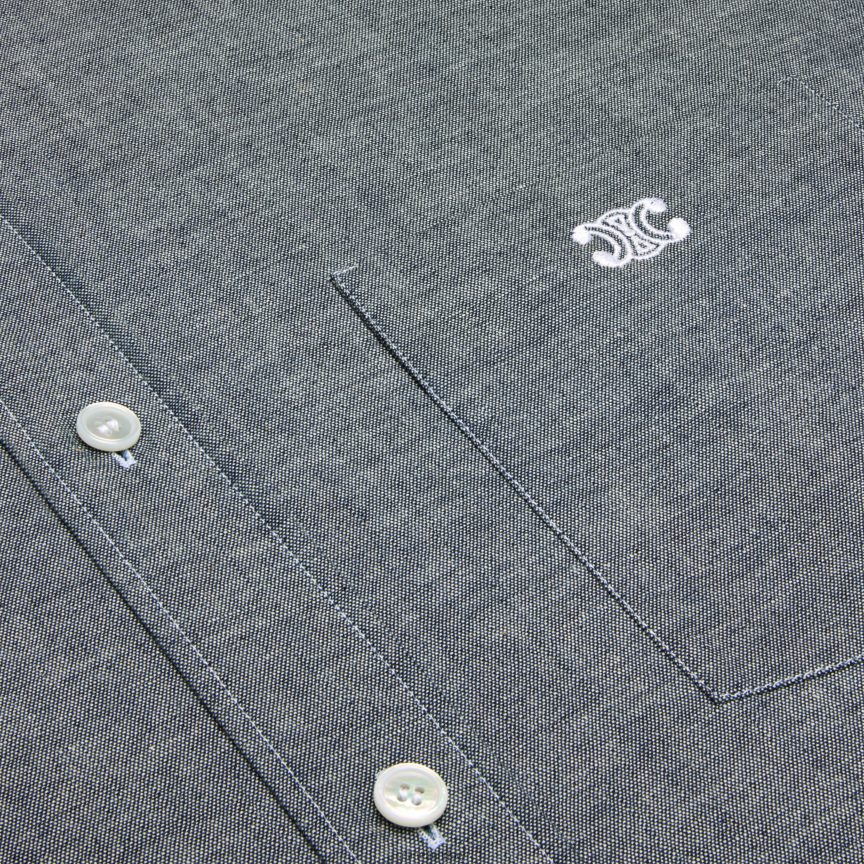 ruházat CELINE bő ing világos chambray pamutból bleu indigo/craie férfiak J6P4881798