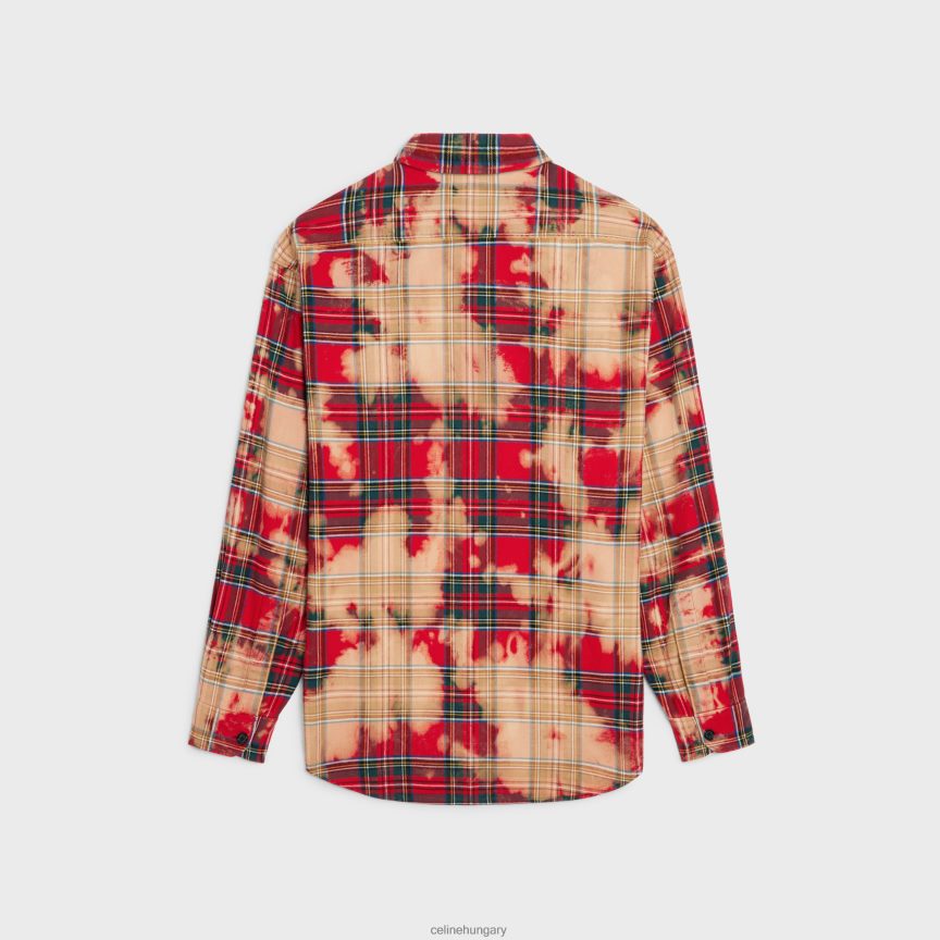 ruházat CELINE bő kockás pamut ing rouge tartan férfiak J6P4881919