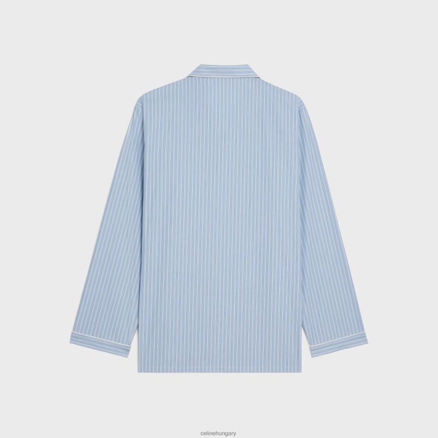 ruházat CELINE csíkos pamut pizsama ing bleu ciel/blanc férfiak J6P4881920