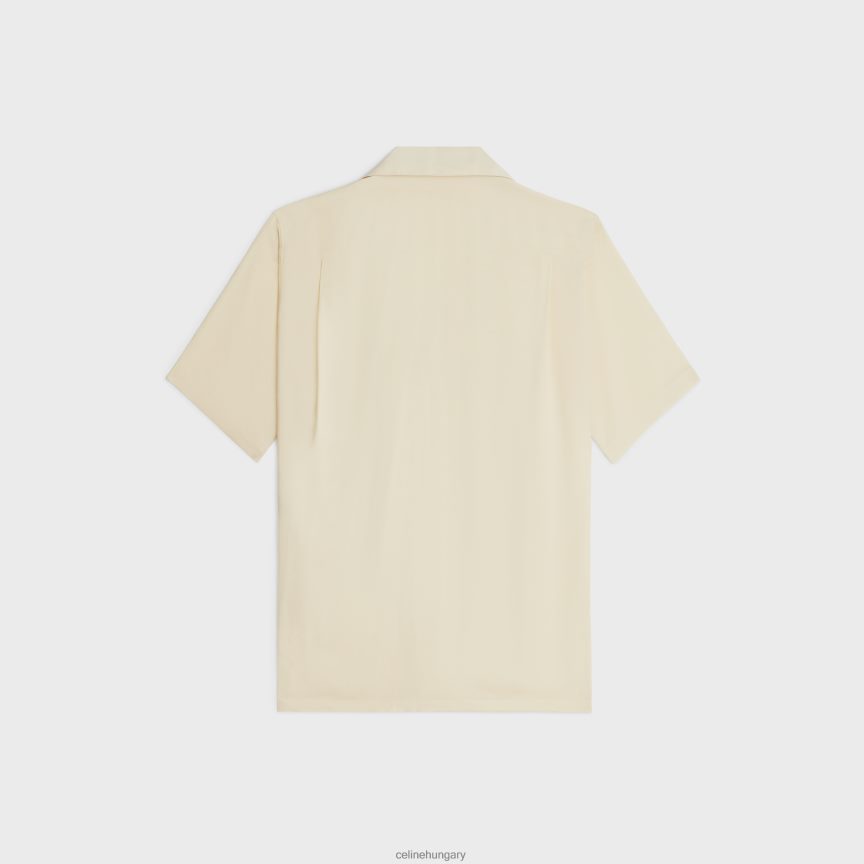 ruházat CELINE hímzett hawaii ing viszkózból tejszerű bézs férfiak J6P4881923