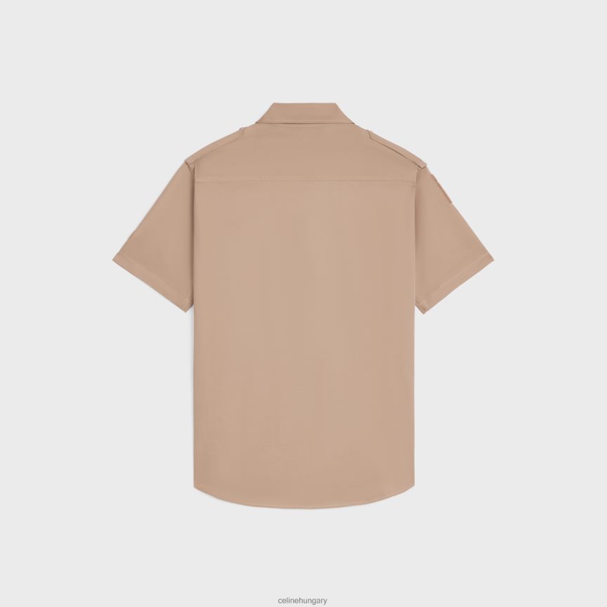 ruházat CELINE pamutvászon tépőzáras ing bézs férfiak J6P4881924