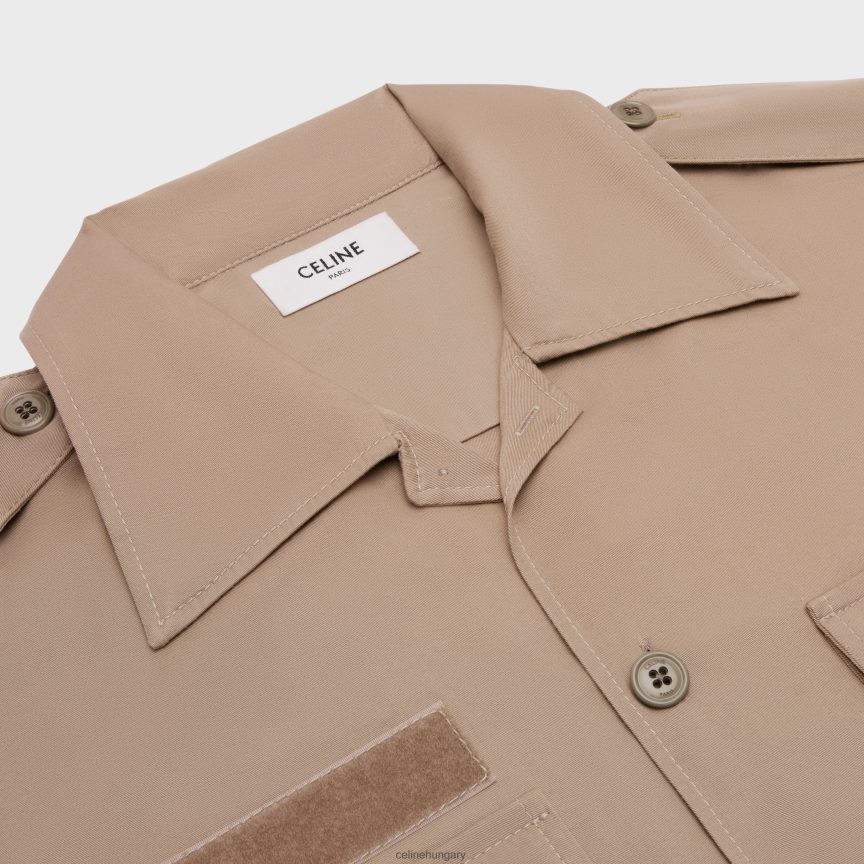 ruházat CELINE pamutvászon tépőzáras ing bézs férfiak J6P4881924