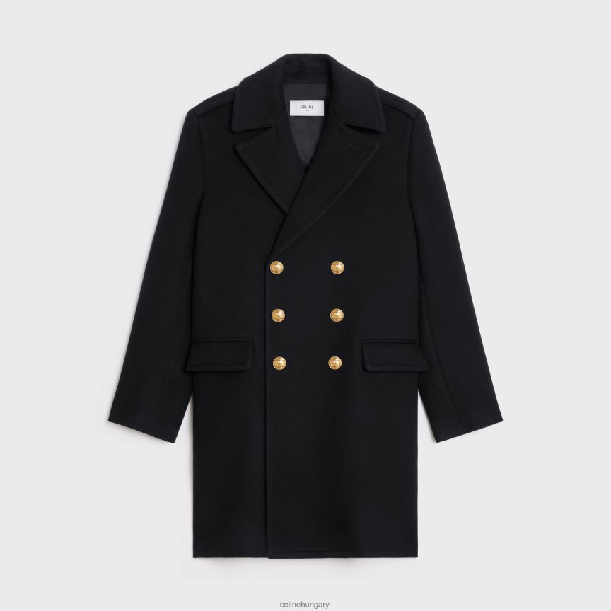 ruházat CELINE katonai kabát kasmír gyapjúból fekete férfiak J6P4881864