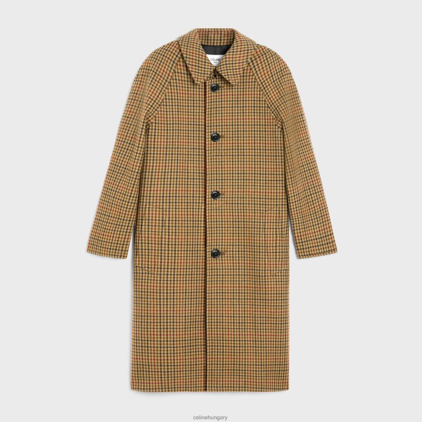 ruházat CELINE kockás gyapjú mac kabát bézs/kaki/rouille férfiak J6P4881860