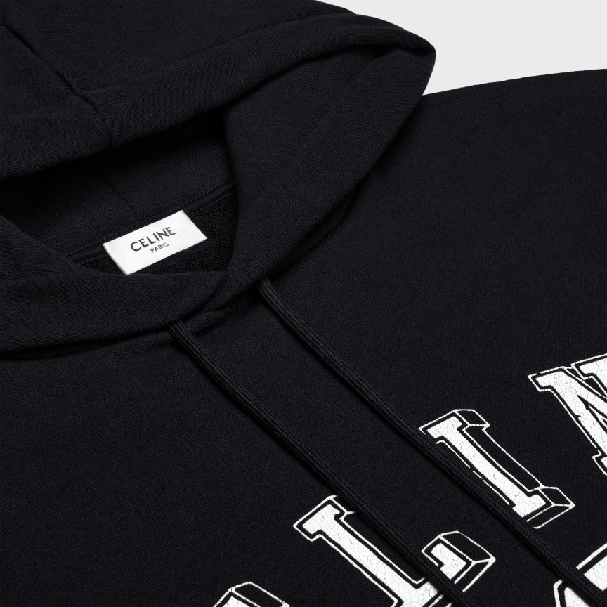 ruházat CELINE 16-os bő kapucnis pamut polár pulóver fekete-fehér férfiak J6P4881809