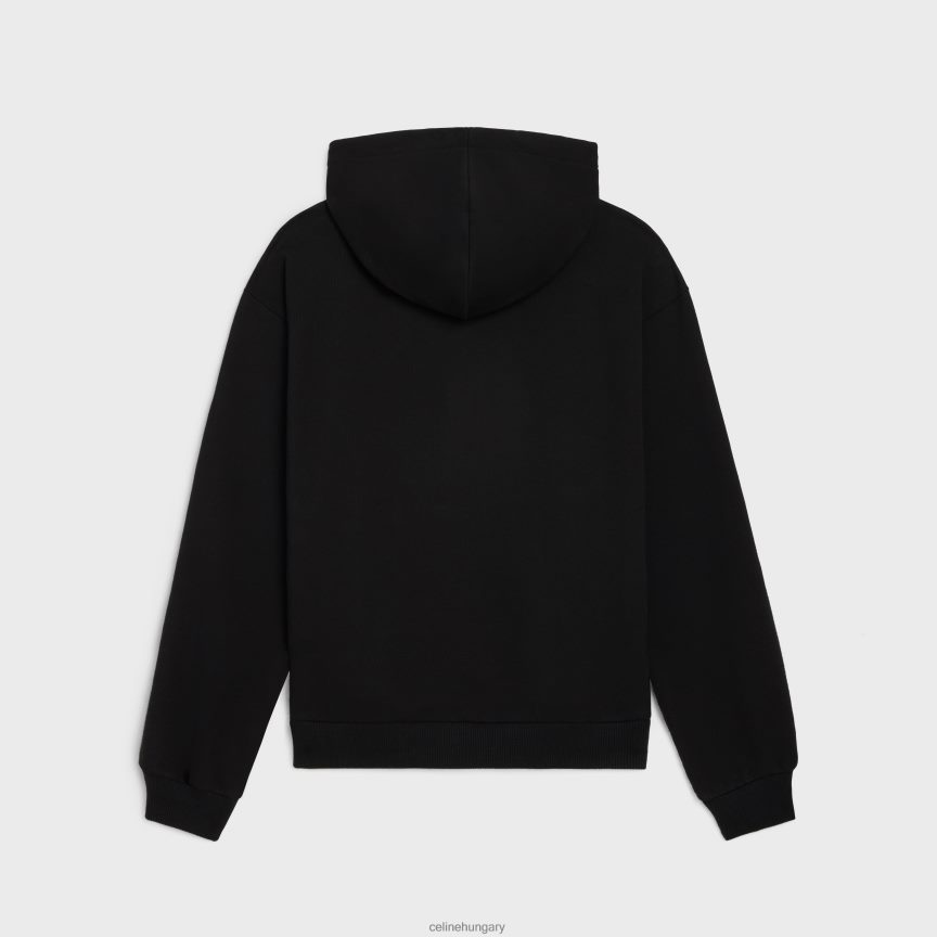 ruházat CELINE bő hímzett pulcsi pamut polárból fekete/törtfehér/kristály férfiak J6P4881940