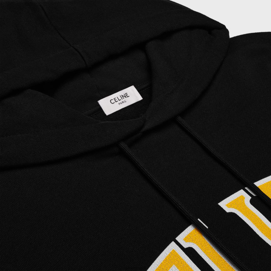 ruházat CELINE bő kapucnis pamut polárból fekete/citrom férfiak J6P4881810