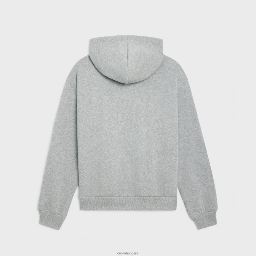 ruházat CELINE bő kapucnis pamut polárból szürke melanzs/bordó férfiak J6P4881941