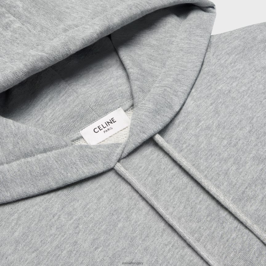 ruházat CELINE bő kapucnis pamut polárból szürke melanzs/bordó férfiak J6P4881941
