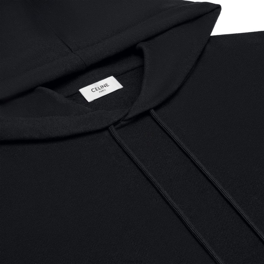ruházat CELINE triomphe bő kapucnis pamut és kasmír anyagból fekete-fehér férfiak J6P4881802