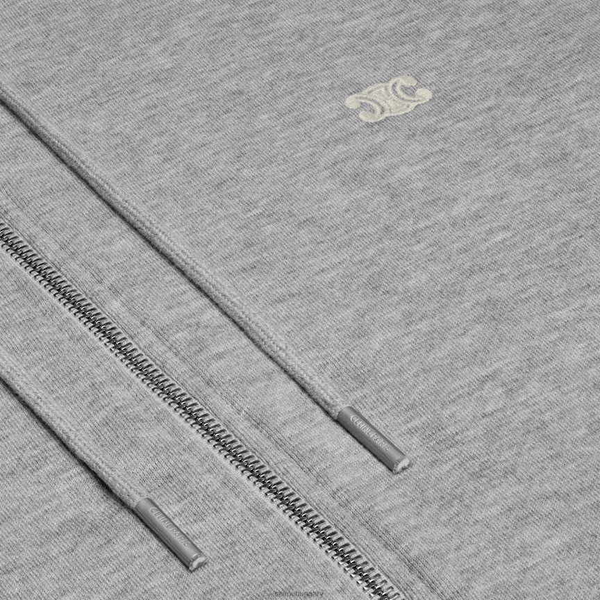 ruházat CELINE triomphe cipzáras kapucnis pamut és kasmír anyagból szürke/törtfehér férfiak J6P4881943