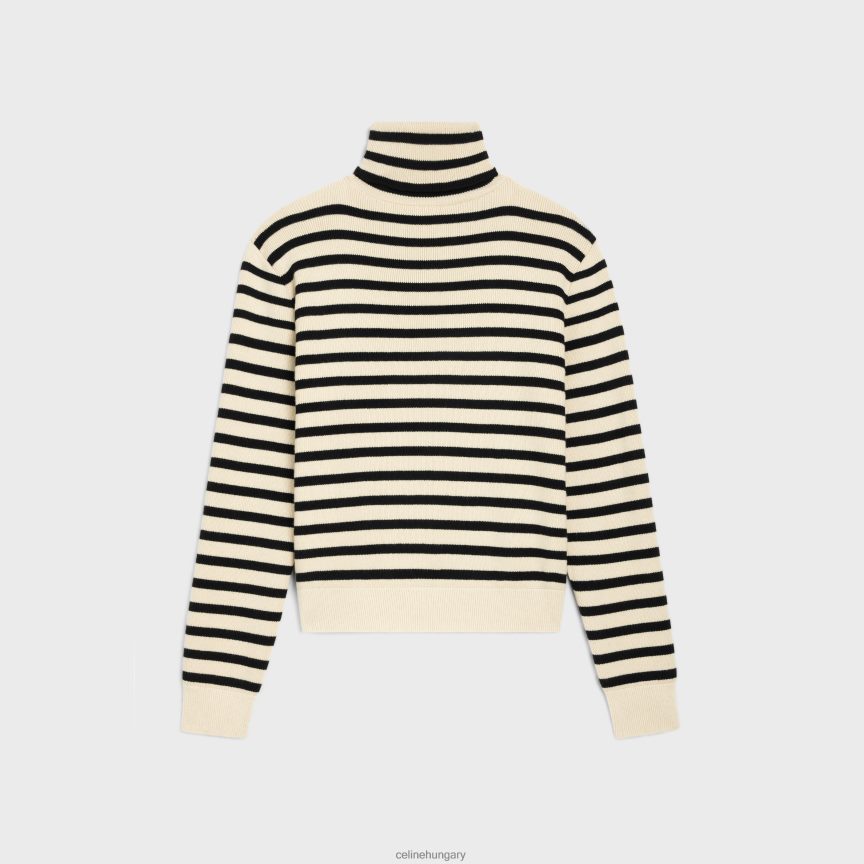 ruházat CELINE Heritage kasmír garbós pulóver krém/fekete férfiak J6P4881977