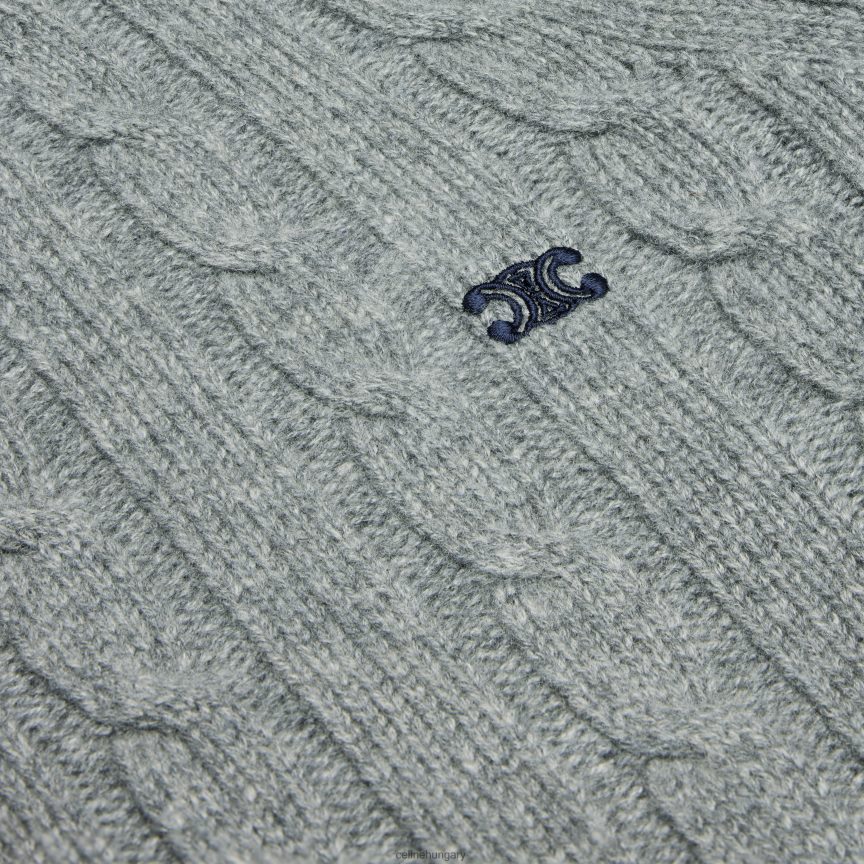 ruházat CELINE kábelkötésű kasmír triomphe pulóver szürke férfiak J6P4881980