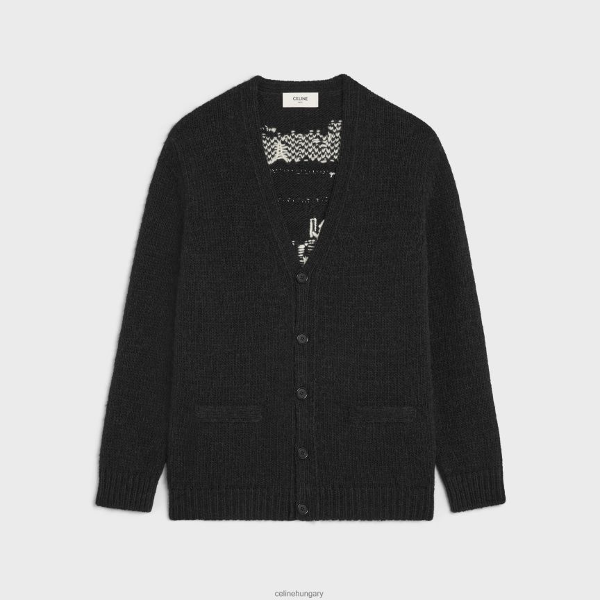 ruházat CELINE long dare future alpaka gyapjú kardigán fekete/krém férfiak J6P4881982