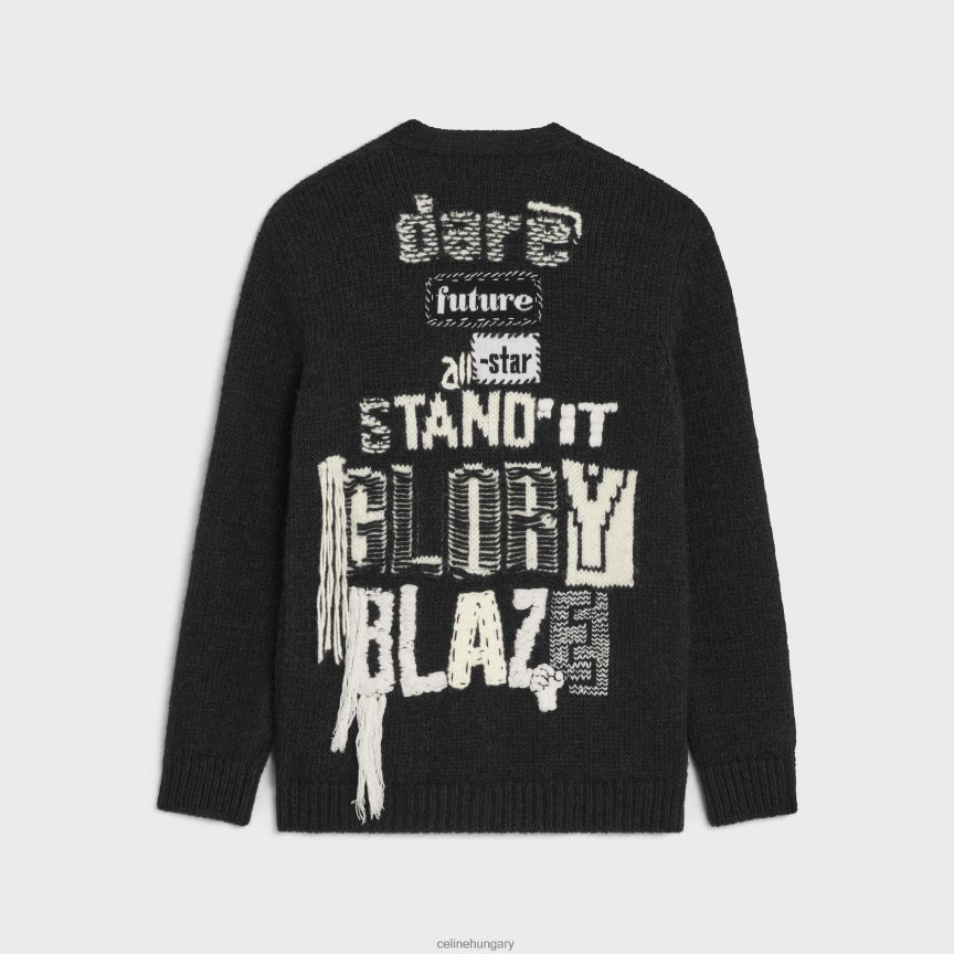 ruházat CELINE long dare future alpaka gyapjú kardigán fekete/krém férfiak J6P4881982