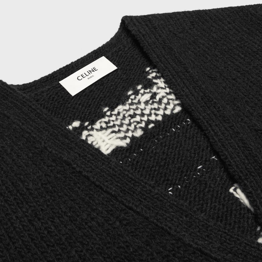 ruházat CELINE long dare future alpaka gyapjú kardigán fekete/krém férfiak J6P4881982