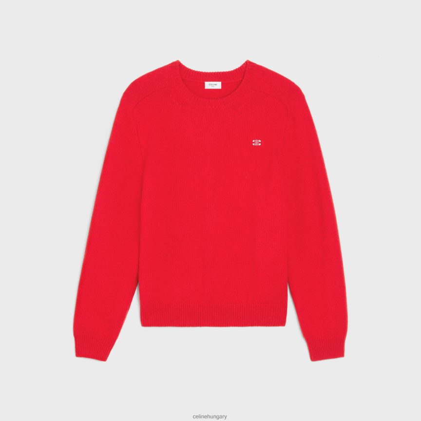 ruházat CELINE triomphe crewneck pulóver kasmír gyapjúból piros fehér férfiak J6P4881959