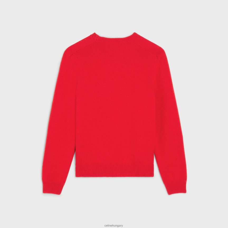 ruházat CELINE triomphe crewneck pulóver kasmír gyapjúból piros fehér férfiak J6P4881959