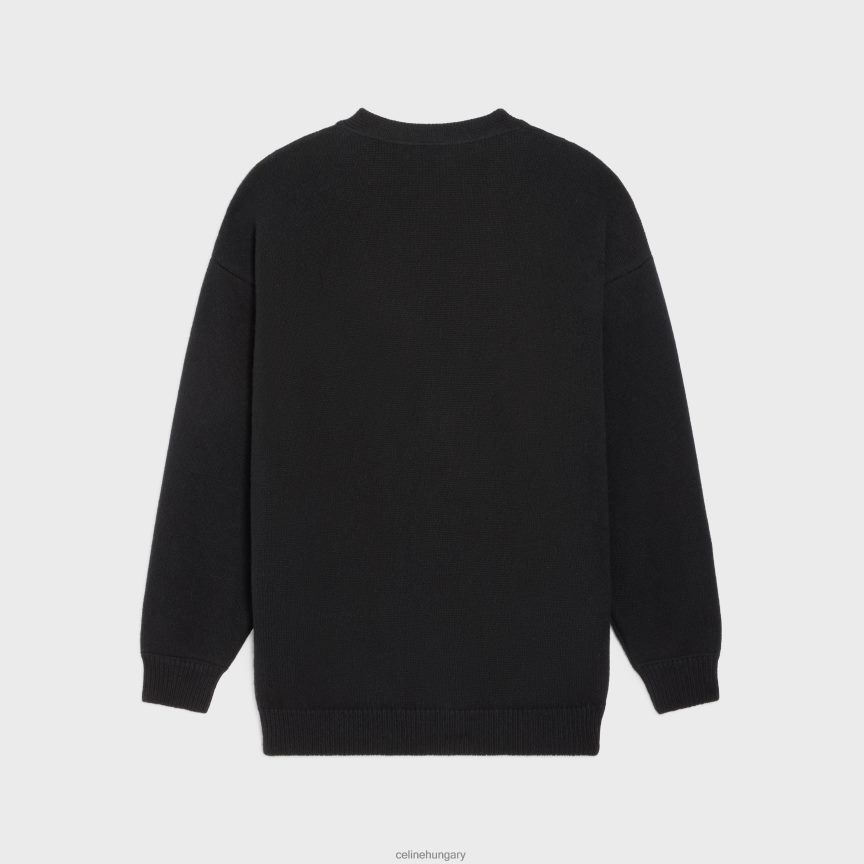 ruházat CELINE triomphe hosszú kardigán kasmír gyapjúból fekete/törtfehér férfiak J6P4881983