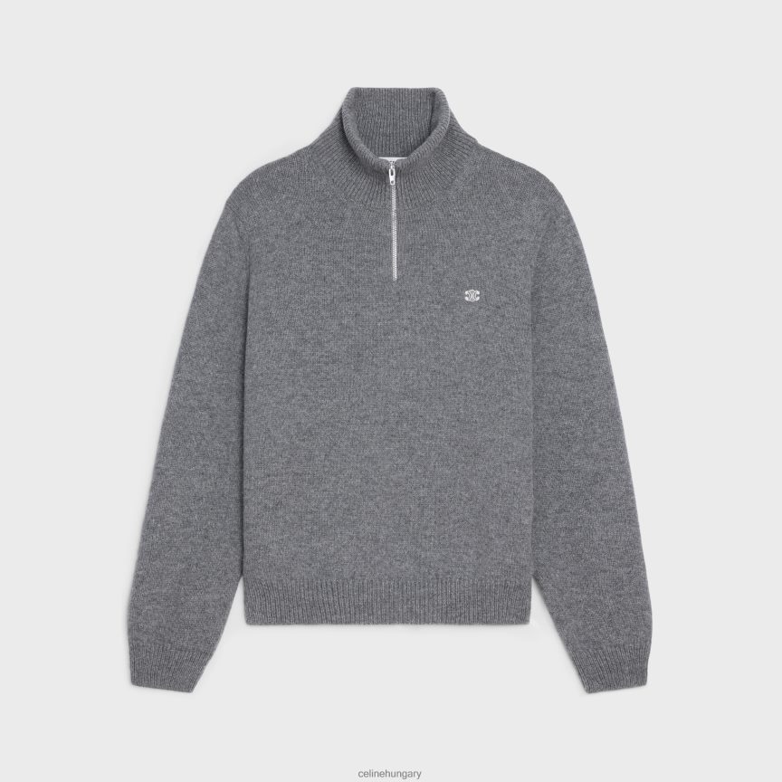 ruházat CELINE triomphe kamionos pulóver gyapjúból és kasmírból szürke/törtfehér férfiak J6P4881795