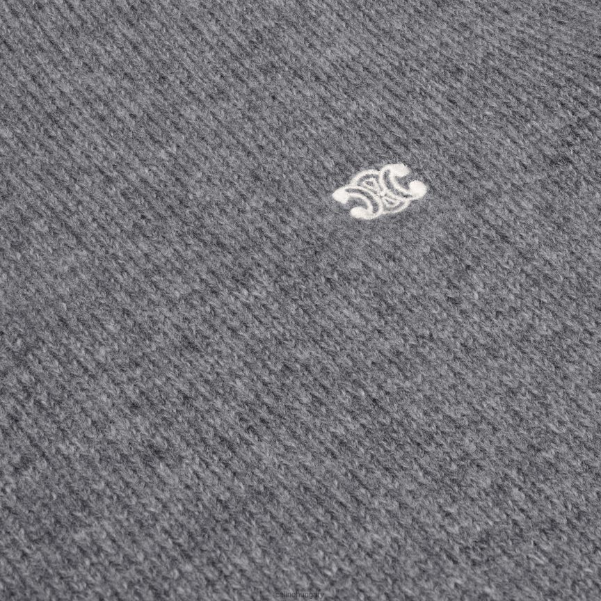 ruházat CELINE triomphe kamionos pulóver gyapjúból és kasmírból szürke/törtfehér férfiak J6P4881795