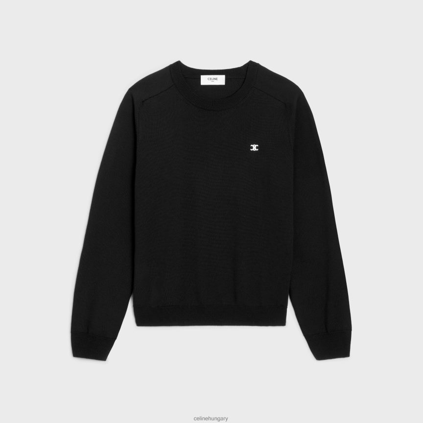 ruházat CELINE triomphe legénységi nyakú gyapjú pulóver fekete férfiak J6P4881963