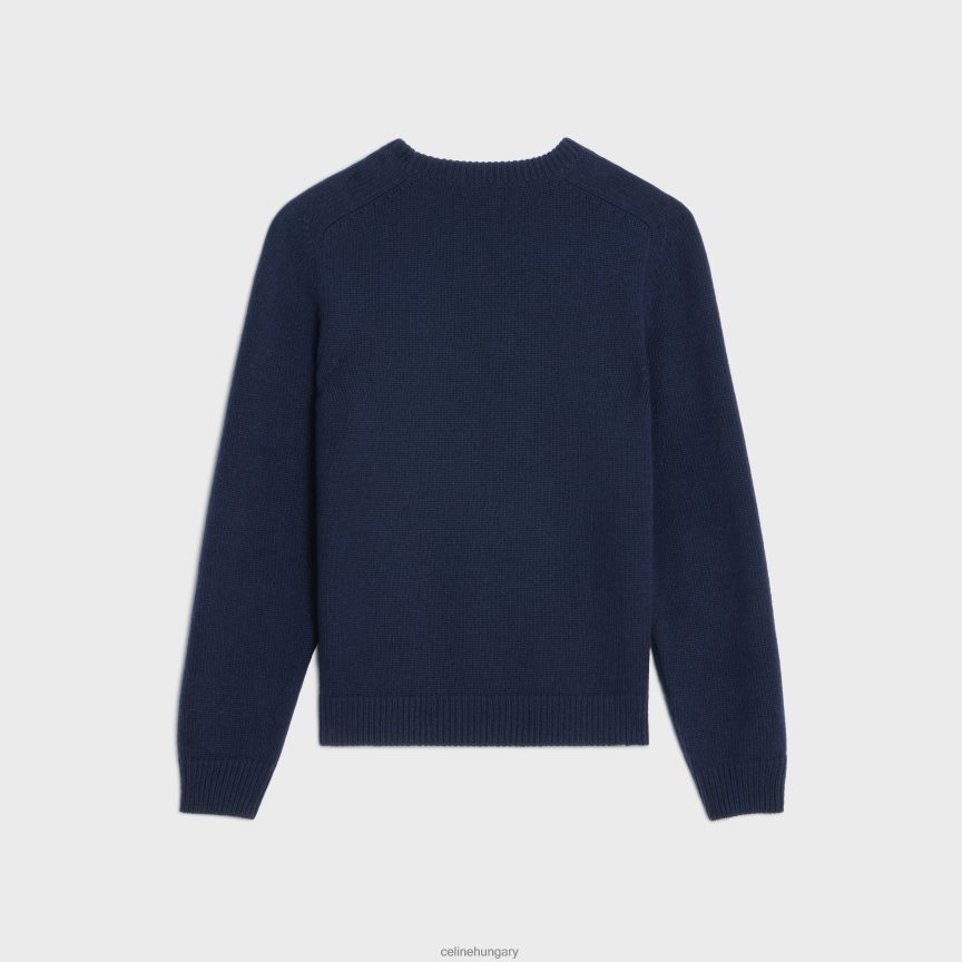 ruházat CELINE triomphe legénységi nyakú kasmír gyapjú pulóver haditengerészet férfiak J6P4881957