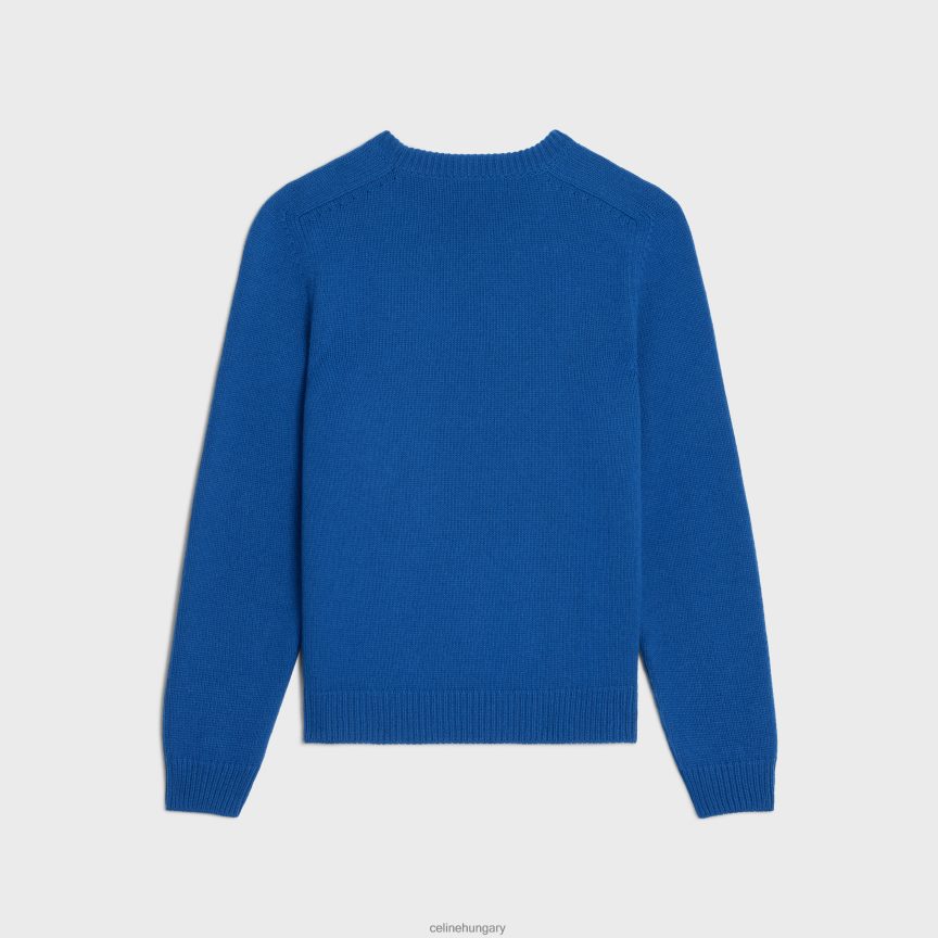ruházat CELINE triomphe legénységi nyakú kasmír gyapjú pulóver királykék férfiak J6P4881958