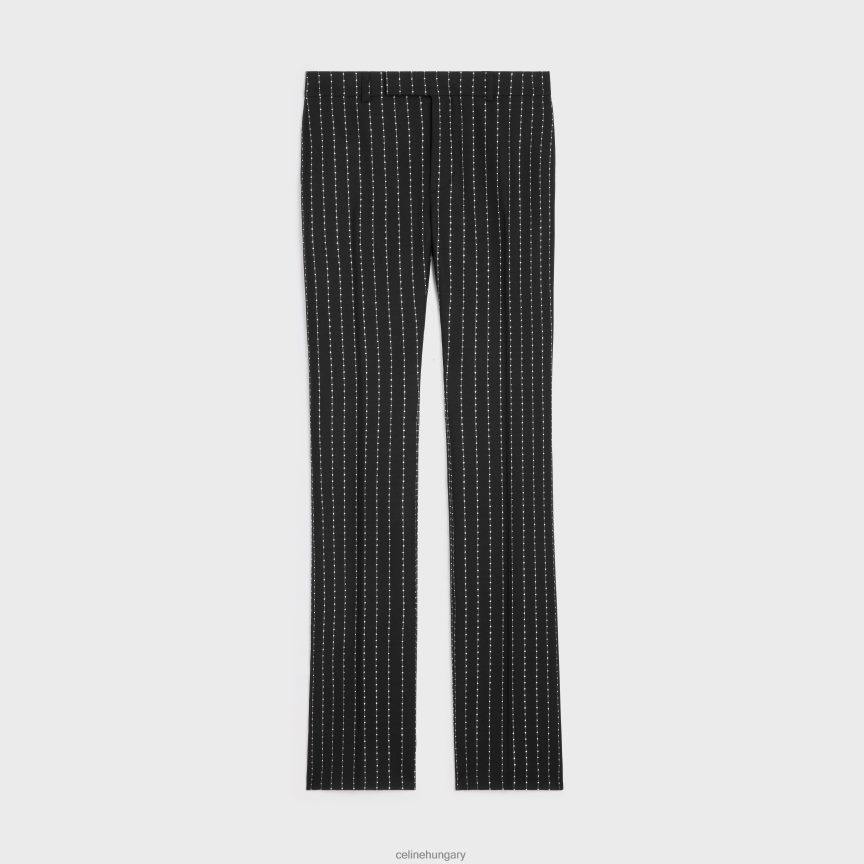 ruházat CELINE hímzett kiszélesedő nadrág csíkos gyapjúból fekete-fehér férfiak J6P4881893