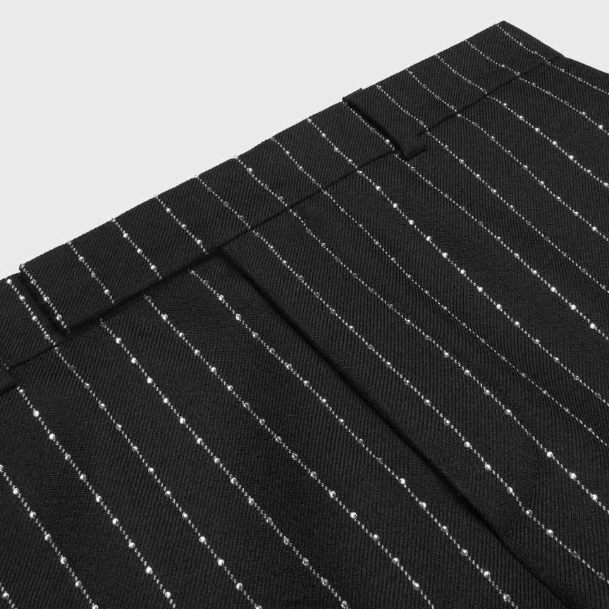 ruházat CELINE hímzett kiszélesedő nadrág csíkos gyapjúból fekete-fehér férfiak J6P4881893