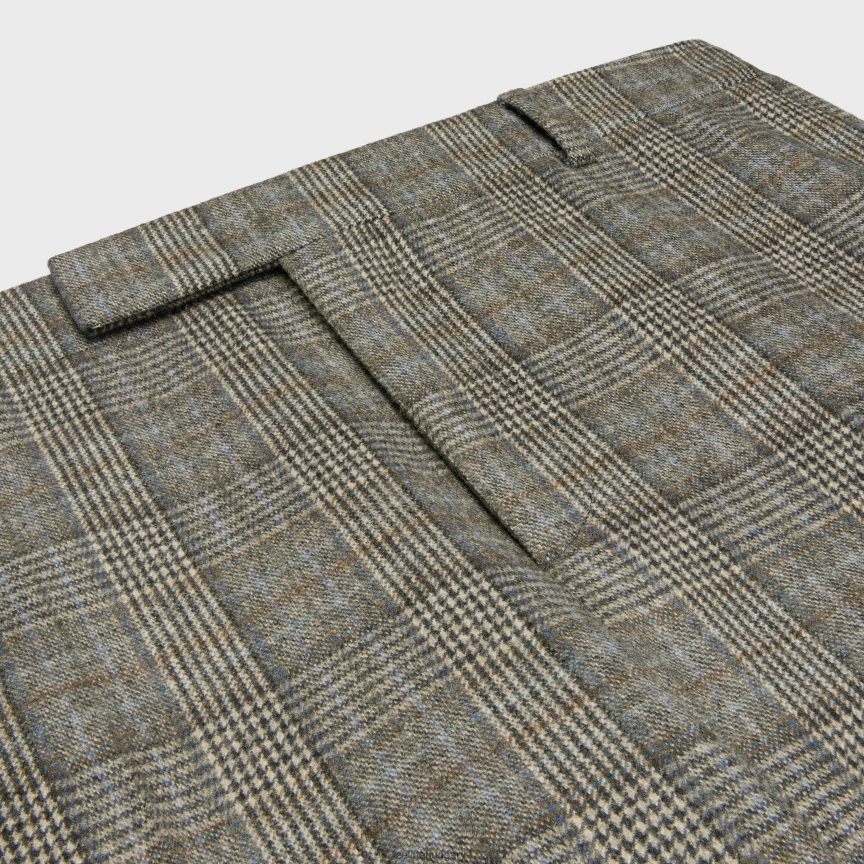 ruházat CELINE kiszélesedő nadrág Prince of Wales flanel színben elefántcsont/gris/tofee férfiak J6P4881895