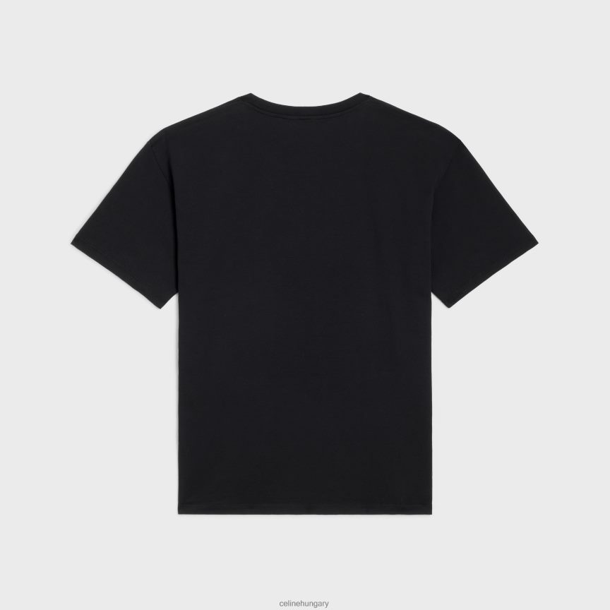 ruházat CELINE bő hullámos pamutdzsörzé póló fekete-fehér férfiak J6P4881925