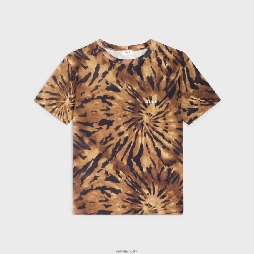 ruházat CELINE bő póló nyakkendőfestő pamutból barna/fekete/törtfehér férfiak J6P4881926