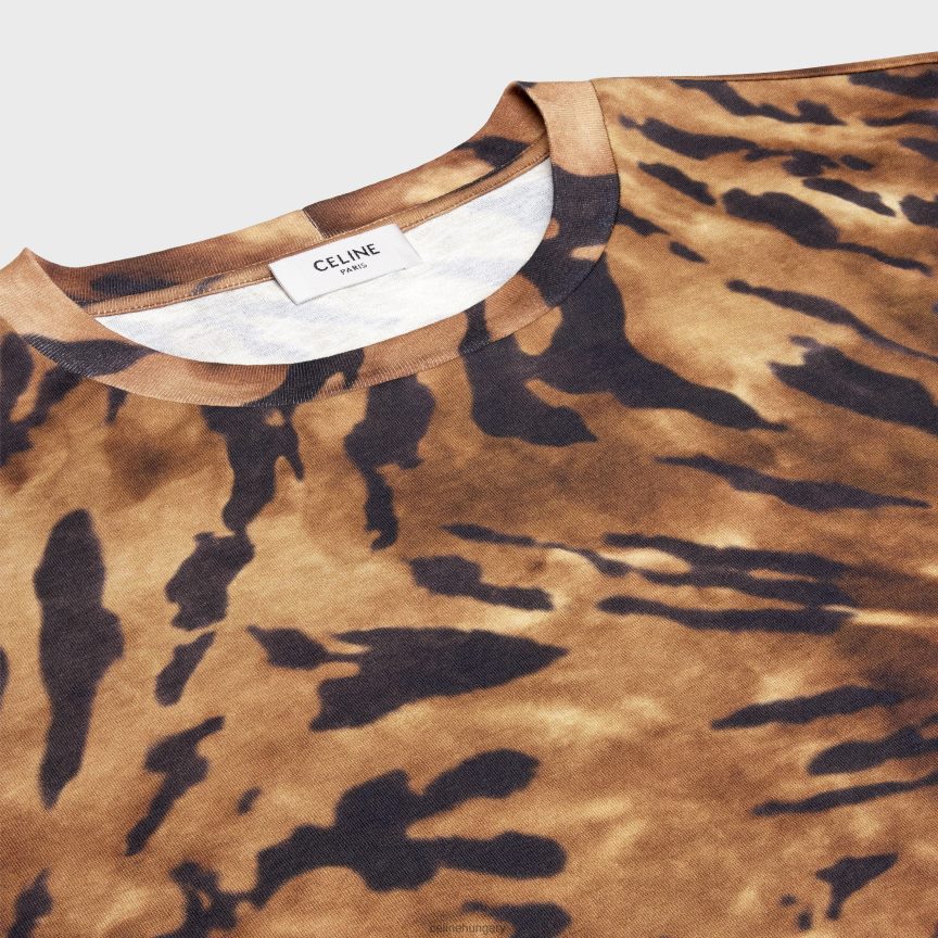 ruházat CELINE bő póló nyakkendőfestő pamutból barna/fekete/törtfehér férfiak J6P4881926