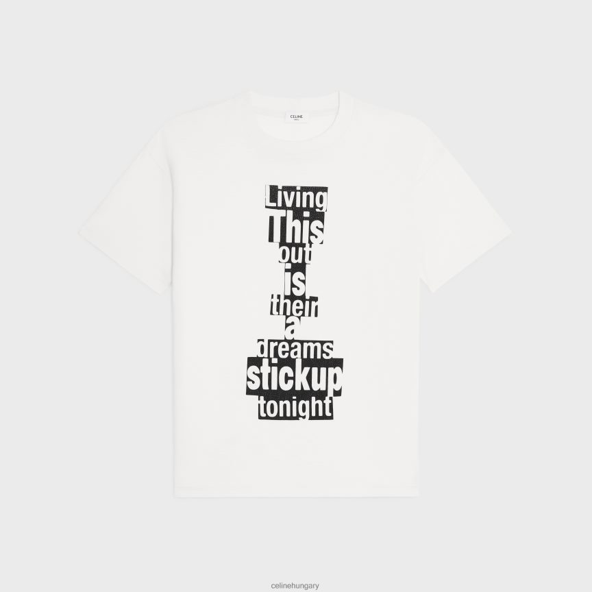 ruházat CELINE kötőjeles hó bő póló jersey pamutból törtfehér/fekete férfiak J6P4881814