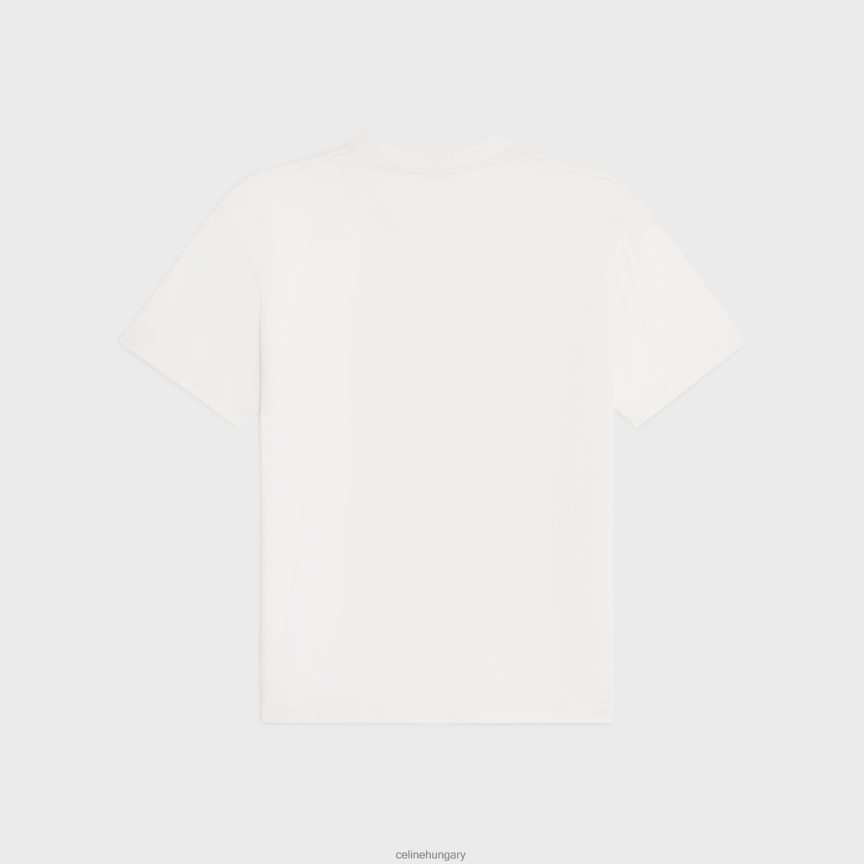 ruházat CELINE kötőjeles hó bő póló jersey pamutból törtfehér/fekete férfiak J6P4881814