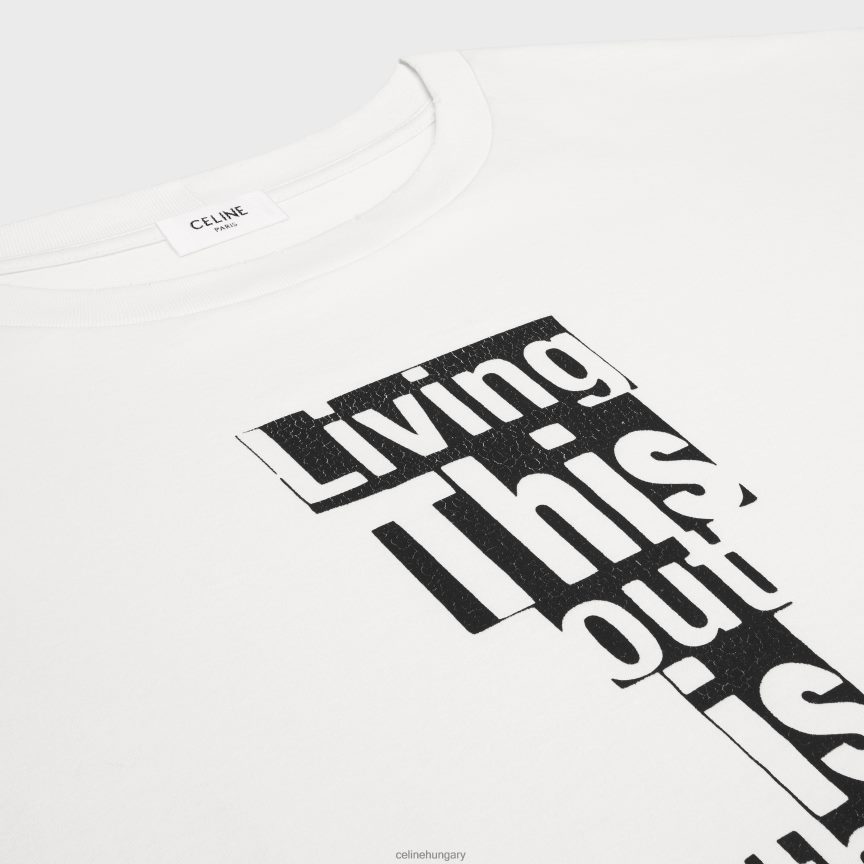 ruházat CELINE kötőjeles hó bő póló jersey pamutból törtfehér/fekete férfiak J6P4881814