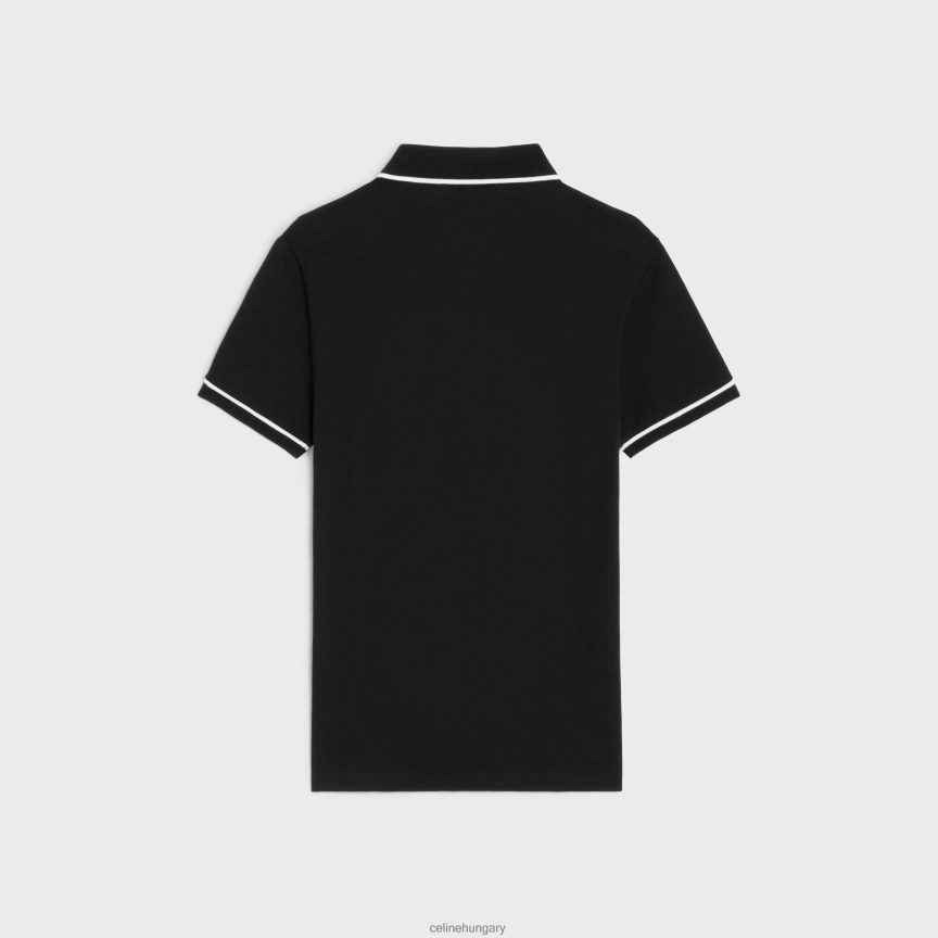 ruházat CELINE klasszikus pólóing pamut piké anyagból fekete-fehér férfiak J6P4881934