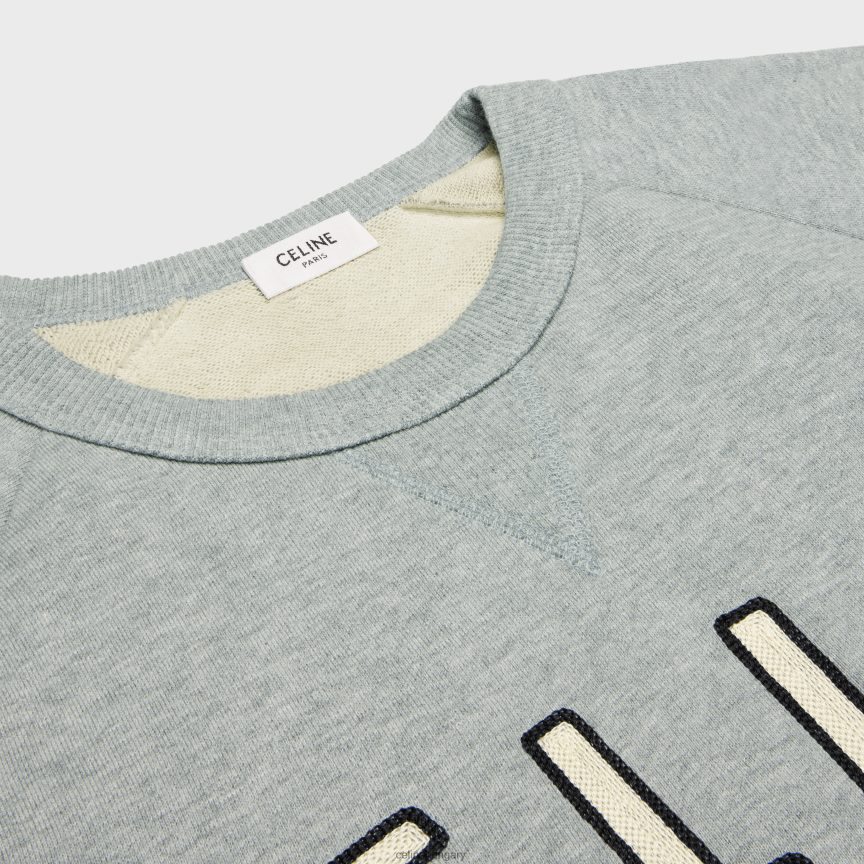 ruházat CELINE párizsi bő pulóver pamut polárból szürke melanzs/ekrü/fekete férfiak J6P4881949