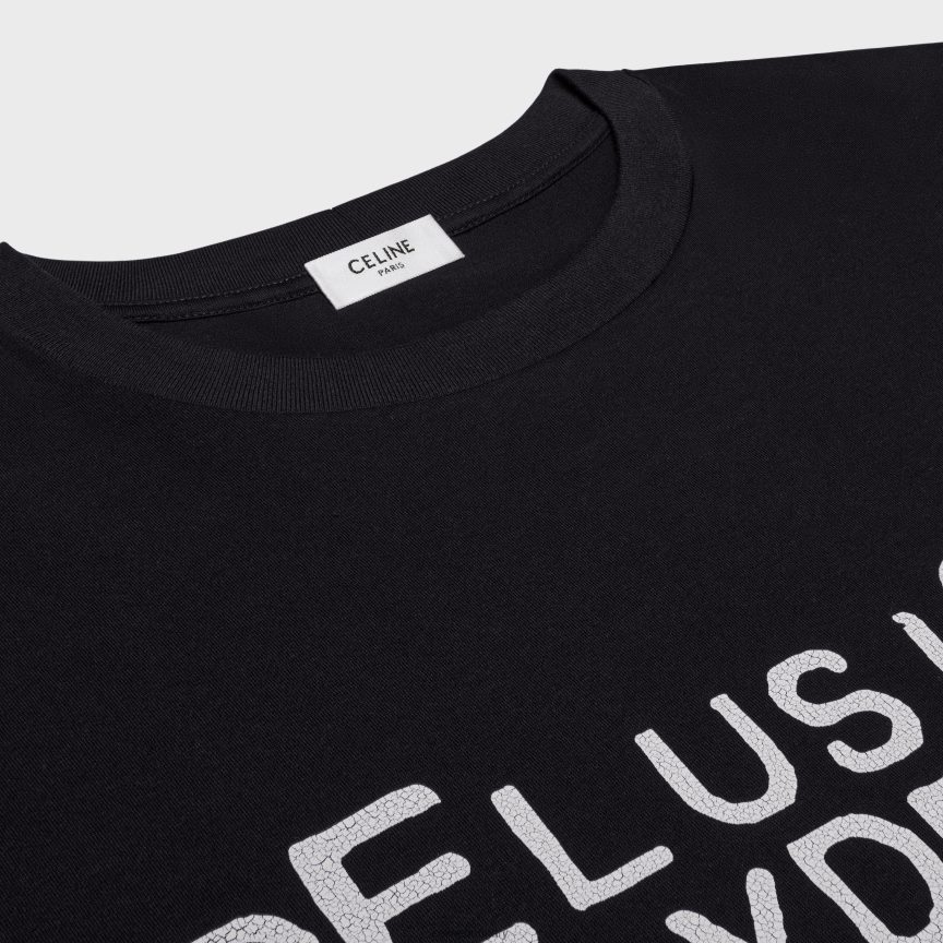 ruházat CELINE téveszmés álmodozó pamut póló fekete-fehér férfiak J6P4881813