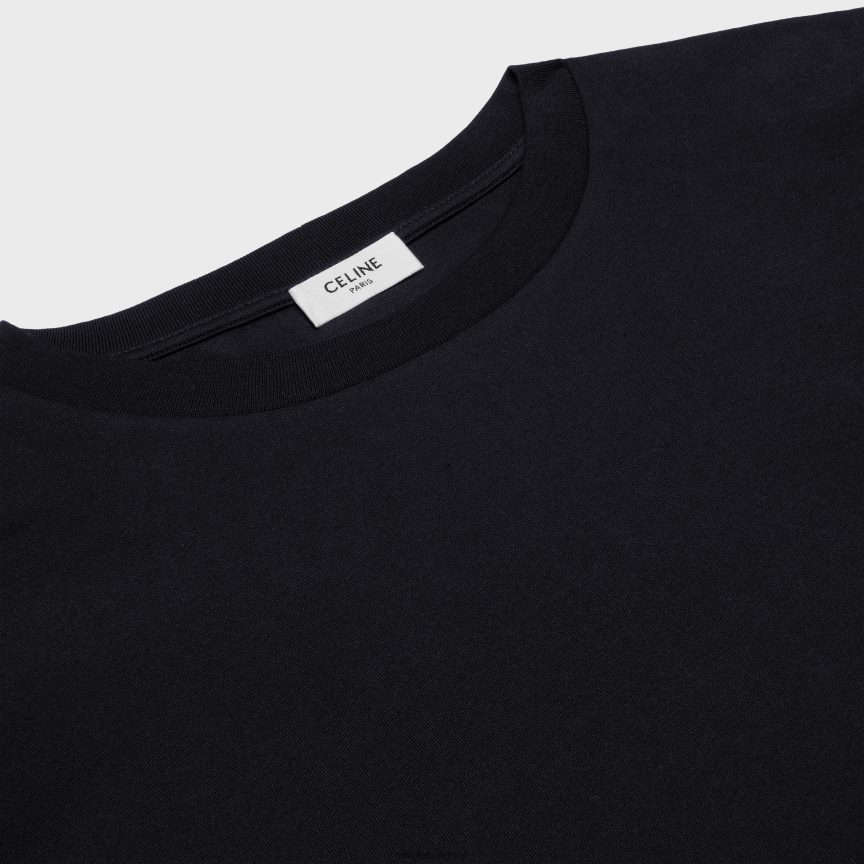 ruházat CELINE triomphe bő póló pamutdzsörzéből fekete-fehér férfiak J6P4881819
