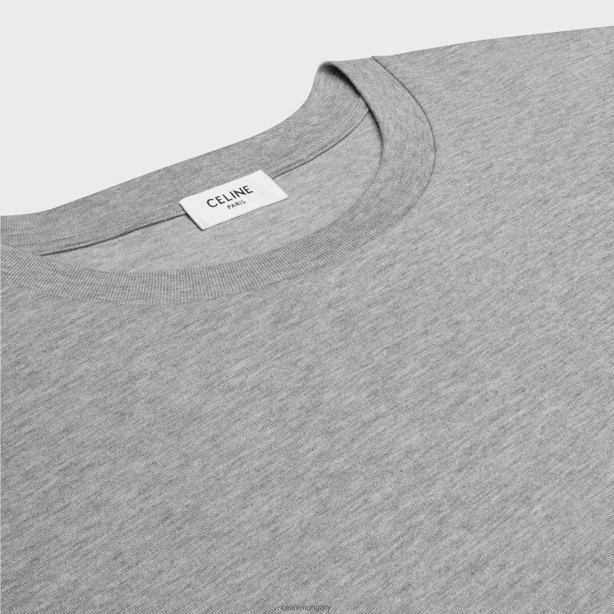 ruházat CELINE triomphe bő póló pamutdzsörzéből szürke melanzs/törtfehér férfiak J6P4881820