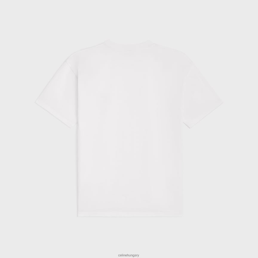 ruházat CELINE triomphe bő póló pamutdzsörzéből törtfehér/fekete férfiak J6P4881821