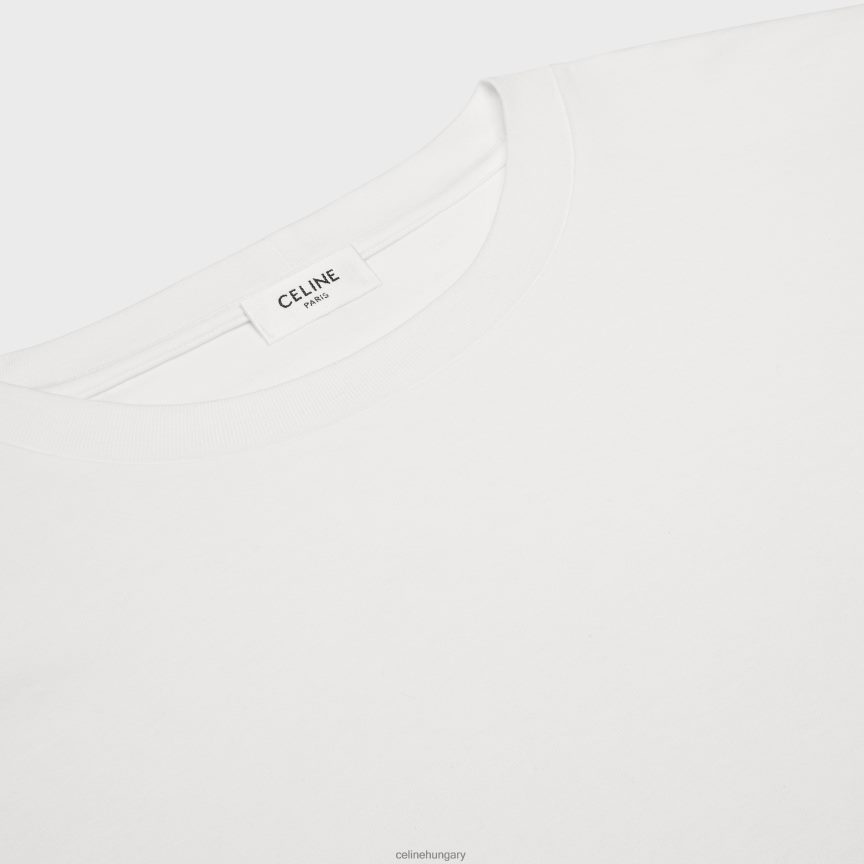 ruházat CELINE triomphe bő póló pamutdzsörzéből törtfehér/fekete férfiak J6P4881821