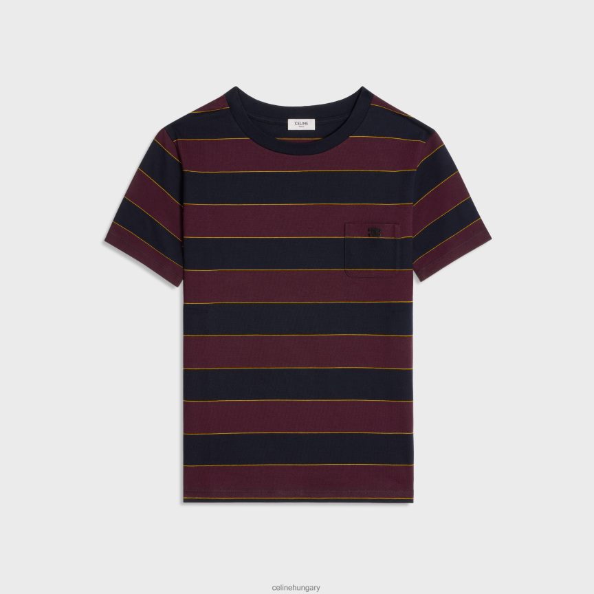 ruházat CELINE triomphe normál póló csíkos mezben bordó/navy/sárga/törtfehér férfiak J6P4881818