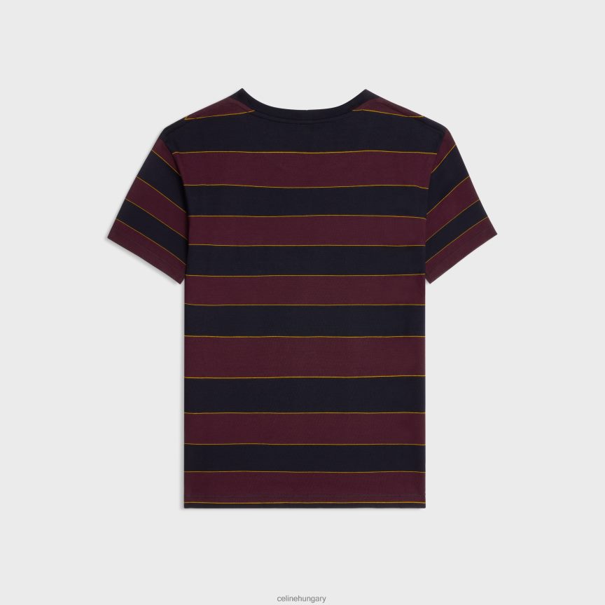 ruházat CELINE triomphe normál póló csíkos mezben bordó/navy/sárga/törtfehér férfiak J6P4881818