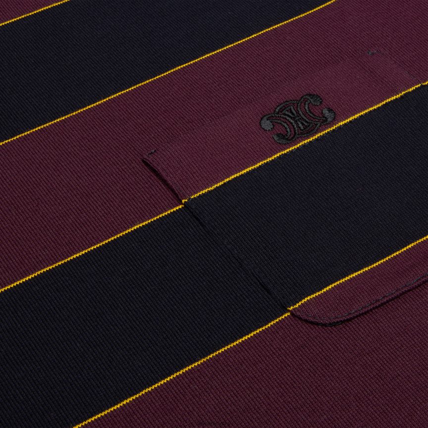 ruházat CELINE triomphe normál póló csíkos mezben bordó/navy/sárga/törtfehér férfiak J6P4881818