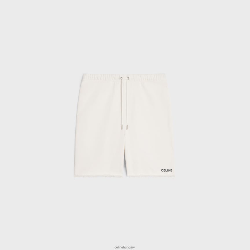 ruházat CELINE hímzett rövidnadrág pamut polárból krém/fekete férfiak J6P4882028