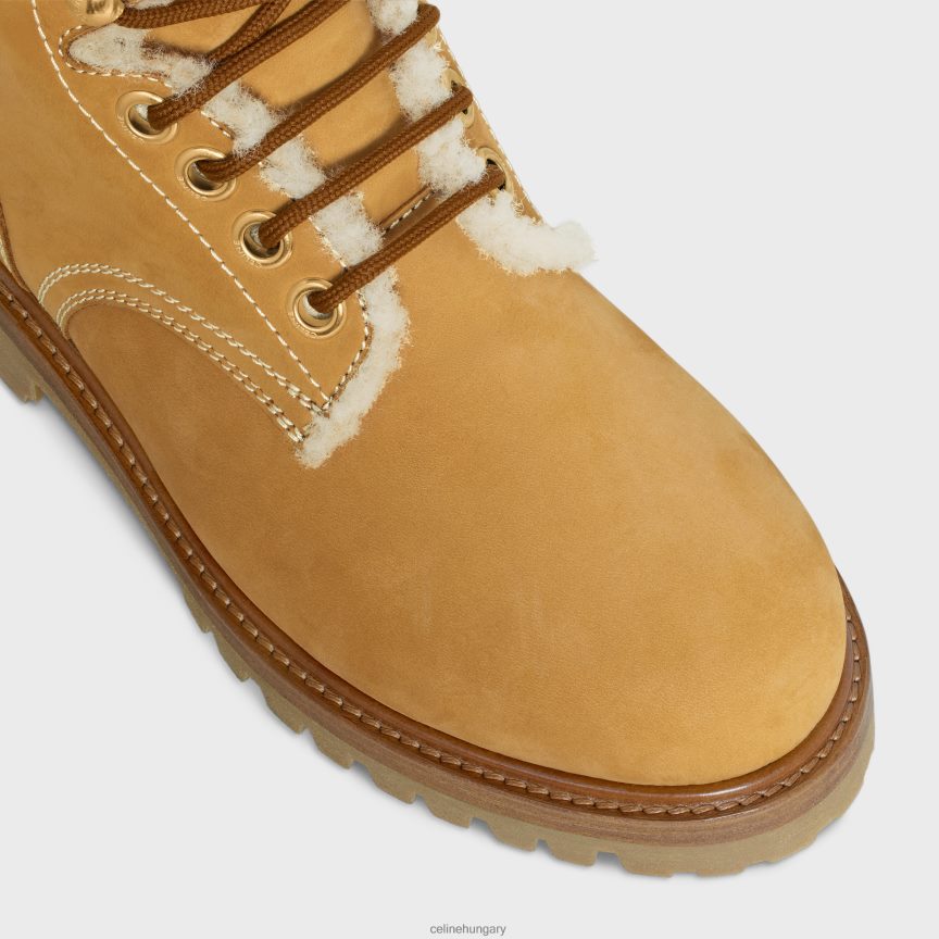 cipő CELINE kurt fűzős középcipő nubuk borjúbőrből és nyíróból világos barna/natúr nők J6P488951