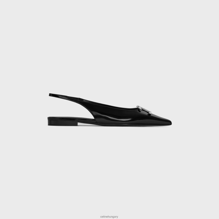 cipő CELINE alma triomphe lapos slingback fényes borjúbőrből fekete nők J6P488916